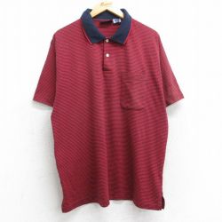 【50%OFF】ピューリタン 00s 半袖ポロシャツ ボーダー レッド XL | 古着
