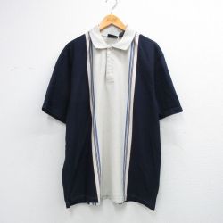 ピューリタン 00s 半袖ポロシャツ ネイビーストライプ XL | 古着