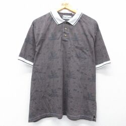 XL★古着 半袖 ポロ シャツ メンズ 90年代 90s ヤシの木 ゴルフ 茶系 26apr17