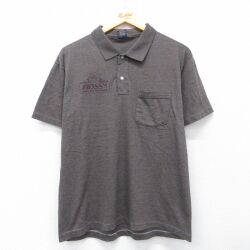 L★古着 半袖 ポロ シャツ メンズ 90年代 90s HOSS USA製 茶 霜降り 26apr28