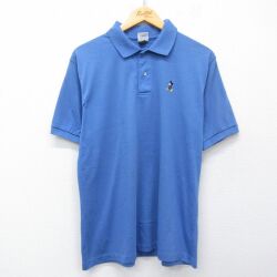 L★古着 半袖 ポロ シャツ メンズ 90年代 90s ディズニー ミッキー USA製 薄紺 26apr28