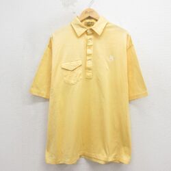 XL★古着 半袖 ポロ シャツ メンズ 90年代 90s チョウ 大きいサイズ コットン USA製 イエロー 26may19