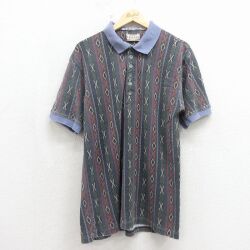 00s 半袖ポロシャツ ネイティブ柄 パープル L | 古着