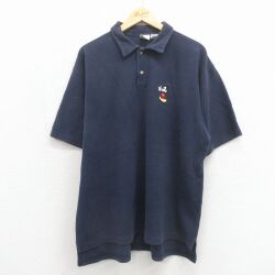 ディズニー 00s 半袖ポロシャツ ミッキー ネイビー XL | 古着