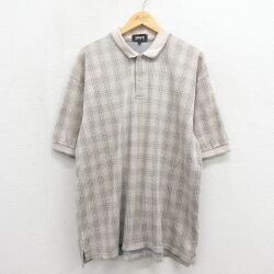 XL★古着 半袖 ポロ シャツ メンズ 90年代 90s 大きいサイズ コットン USA製 ベージュ 26may23