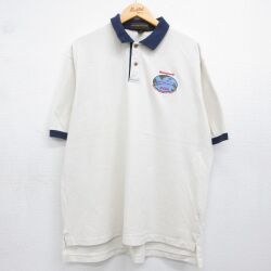 XL★古着 半袖 ポロ シャツ メンズ 90年代 90s Honeywell 鹿の子 大きいサイズ コットン USA製 ホワイト 26may23