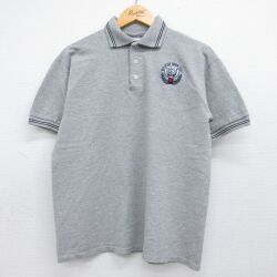 L★古着 半袖 ポロ シャツ メンズ 00年代 00s WILDCAT 鹿の子 グレー 26may23