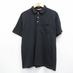 L★古着 半袖 ポロ シャツ メンズ 80年代 80s USA製 ブラック 26may23