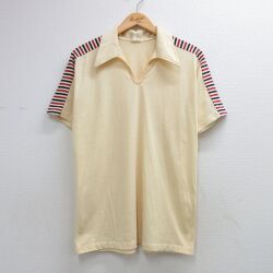L★古着 半袖 ポロ シャツ メンズ 80年代 80s USA製 ベージュ 26may26