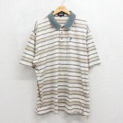 XL★古着 半袖 ポロ シャツ メンズ 90年代 90s 大きいサイズ コットン USA製 ベージュ 26jun02