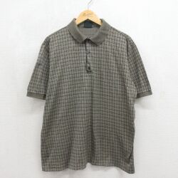 グレーチェック 90s 半袖ポロシャツ XL | 古着