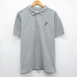 00s 半袖ポロシャツ ディズニーミッキー グレー XL | 古着