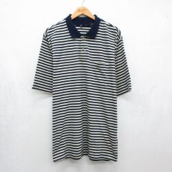 ピューリタン 00s 半袖ポロシャツ ボーダー ネイビー XL | 古着