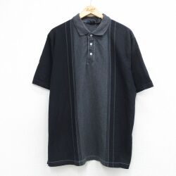 ピューリタン 00s 半袖ポロシャツ ストライプ ブラック XL | 古着