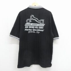 ハーレーダビッドソン 90s 半袖ポロシャツ バイク ブラック メンズXL相当 | 古着
