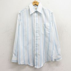 L★古着 バンヒューセン 長袖 シャツ メンズ 80年代 80s 白他 ホワイト ストライプ 24jan19 中古 トップス