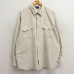 XL★古着 長袖 シャツ メンズ 00年代 00s 大きいサイズ 薄ベージュ カーキ 24jan19 中古 トップス