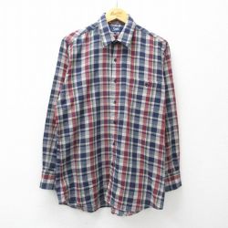 L★古着 長袖 シャツ メンズ 90年代 90s 紺他 ネイビー チェック 24jan30 中古 トップス