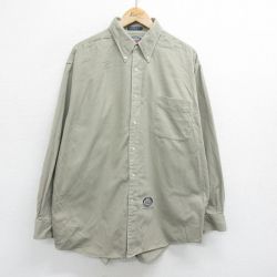 L★古着 長袖 シャツ メンズ BACGS 大きいサイズ コットン ボタンダウン ベージュ カーキ 24feb01 中古 トップス