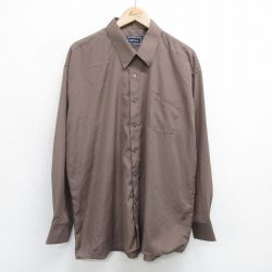 【50%OFF】XL★古着 長袖 シャツ メンズ 90年代 90s ロング丈 茶 ブラウン 24feb06 中古 トップス