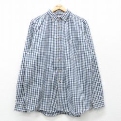 XL★古着 長袖 シャツ メンズ 00年代 00s ボタンダウン 紺他 ネイビー チェック 24feb06 中古 トップス
