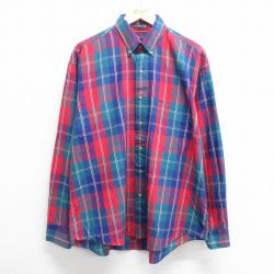 XL★古着 GANT 長袖 シャツ メンズ 90年代 90s ボタンダウン 紺他 ネイビー チェック 24feb07 中古 トップス