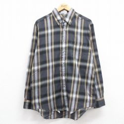 L★古着 長袖 シャツ メンズ 90年代 90s ボタンダウン 黒他 ブラック チェック 24feb07 中古 トップス