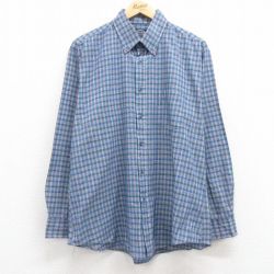L★古着 長袖 シャツ メンズ 90年代 90s ボタンダウン 紺他 ネイビー チェック 24feb07 中古 トップス