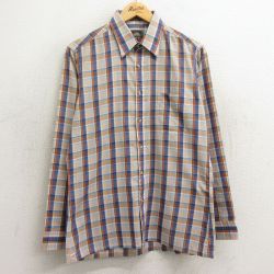 【50%OFF】M★古着 長袖 シャツ メンズ 80年代 80s ボタンダウン ベージュ系他 カーキ チェック 24feb08 中古 トップス