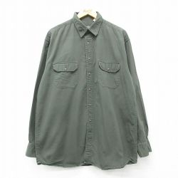 XL★古着 セントジョンズベイ 長袖 シャツ メンズ ロング丈 コットン 濃緑 グリーン 24feb09 中古 トップス
