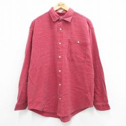 XL★古着 長袖 シャツ メンズ 00年代 00s 大きいサイズ コットン 赤 レッド 霜降り 24feb15 中古 トップス