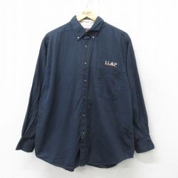 XL★古着 ジャージーズ 長袖 シャツ メンズ 00年代 00s LL&P コットン ボタンダウン 紺 ネイビー 24feb19 中古 トップス