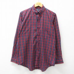 【50%OFF】L★古着 長袖 シャツ メンズ 00年代 00s ボタンダウン 赤他 レッド チェック 24feb23 中古 トップス
