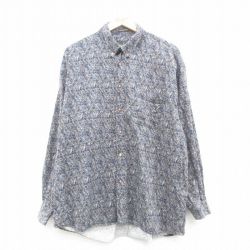 XL★古着 長袖 シャツ メンズ 00年代 00s ボタンダウン 紺他 ネイビー 24may20 中古 トップス