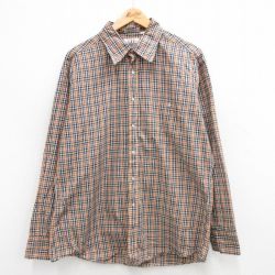 XL★古着 長袖 シャツ メンズ 80年代 80s コットン 紺他 ネイビー チェック 24jun05 中古 トップス