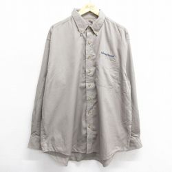 XL★古着 長袖 シャツ メンズ GOODYEAR ウイングフット 大きいサイズ コットン ボタンダウン ベージュ系 カーキ 24aug03 中古 トップス