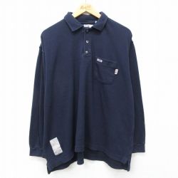XL★古着 TYNDALE 長袖 ポロ シャツ メンズ 大きいサイズ コットン USA製 紺 ネイビー 24aug20 中古 トップス