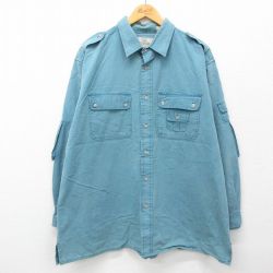 XL★古着 レッドヘッド 長袖 シャツ メンズ 90年代 90s 大きいサイズ コットン 青緑 24aug20 中古 トップス