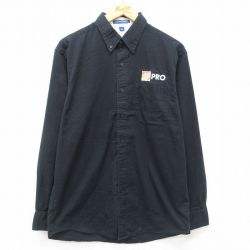 M★古着 長袖 シャツ メンズ PRO ボタンダウン 黒 ブラック 24aug29 中古 トップス