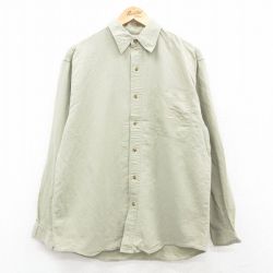 M★古着 ビューグルボーイ 長袖 シャツ メンズ 00年代 00s ワンポイントロゴ 緑系 グリーン 24aug31 中古 トップス