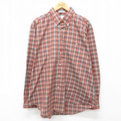 XL★古着 長袖 シャツ メンズ 90年代 90s 大きいサイズ ボタンダウン 茶他 ブラウン チェック 24sep17 中古 トップス