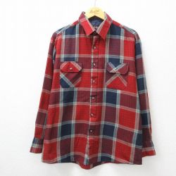 【50%OFF】XL★古着 長袖 シャツ メンズ 90年代 90s 赤他 レッド チェック 24oct10 中古 トップス