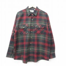 XL★古着 長袖 シャツ メンズ 90年代 90s 緑他 グリーン チェック 24oct16 中古 トップス