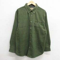 M★古着 長袖 シャツ メンズ 00年代 00s ボタンダウン 緑他 グリーン チェック 24nov09 中古 トップス