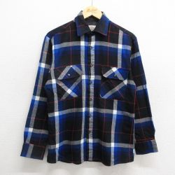 【50%OFF】M★古着 長袖 シャツ メンズ 90年代 90s 黒他 ブラック チェック 24nov09 中古 トップス