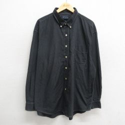 XL★古着 ベーシックエディションズ 長袖 シャツ メンズ 00年代 00s 大きいサイズ ボタンダウン 黒系 ブラック ストライプ 【spe】 24nov09 中古 トップス