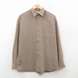 【50%OFF】XL★古着 長袖 シャツ メンズ 00年代 00s ベージュ他 カーキ チェック 24nov14 中古 トップス