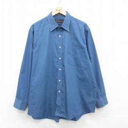 XL★古着 長袖 シャツ メンズ 90年代 90s 大きいサイズ ロング丈 USA製 紺 ネイビー 24nov14 中古 トップス