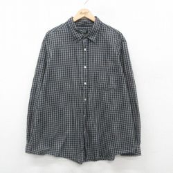 【50%OFF】XL★古着 チェロキー 長袖 シャツ メンズ 大きいサイズ ロング丈 紺他 ネイビー チェック 24nov14 中古 トップス