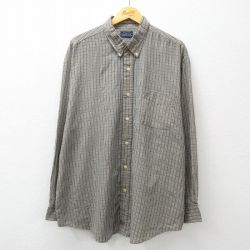 XL★古着 ベーシックエディションズ 長袖 シャツ メンズ 00年代 00s 大きいサイズ ロング丈 紺系他 ネイビー チェック 24nov15 中古 トップス